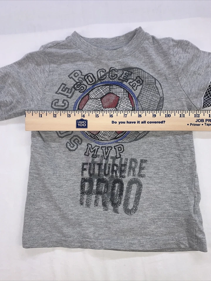 Camisa Okie Dokie Niños Talla 4T Gris Gráfico Manga Larga Informal 100% Algodón Fútbol Foto 4 de 4