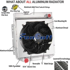 4 Row Radiator Shroud Fan For Ford 1964-1966 65 Mustang/1960-1965 Falcon 5.0L V8