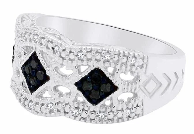 Pulseira de aniversário de diamante azul e branco 0,30 quilates folheada a ouro branco 14k - Imagem 2 de 3