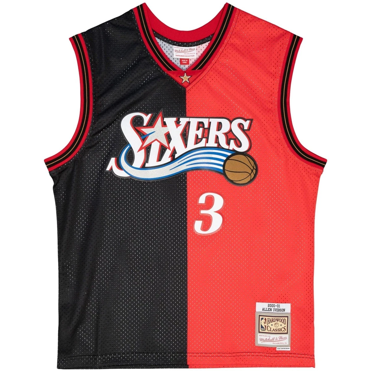 Mitchell & Ness Allen Iverson Philadelphia 76ers Split Swingman Jersey in  Black for Men