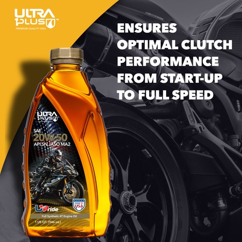 Ultra1Plus SAE 20W-50 Full Synthetic 4T Motorcycle Oil API SN JASO MA2 (12 QTS) - Picture 3 of 7