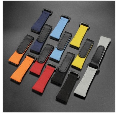 For Richard Miller Canvas Genuine Leather Watch Strap Mens Band 25mm Screw Style