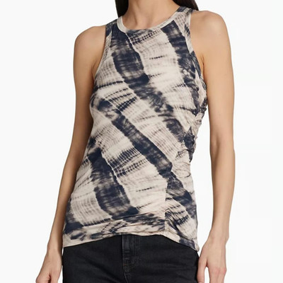 Veronica Beard Rhone Cream Black Tie Dye Tank Top, Size Medium