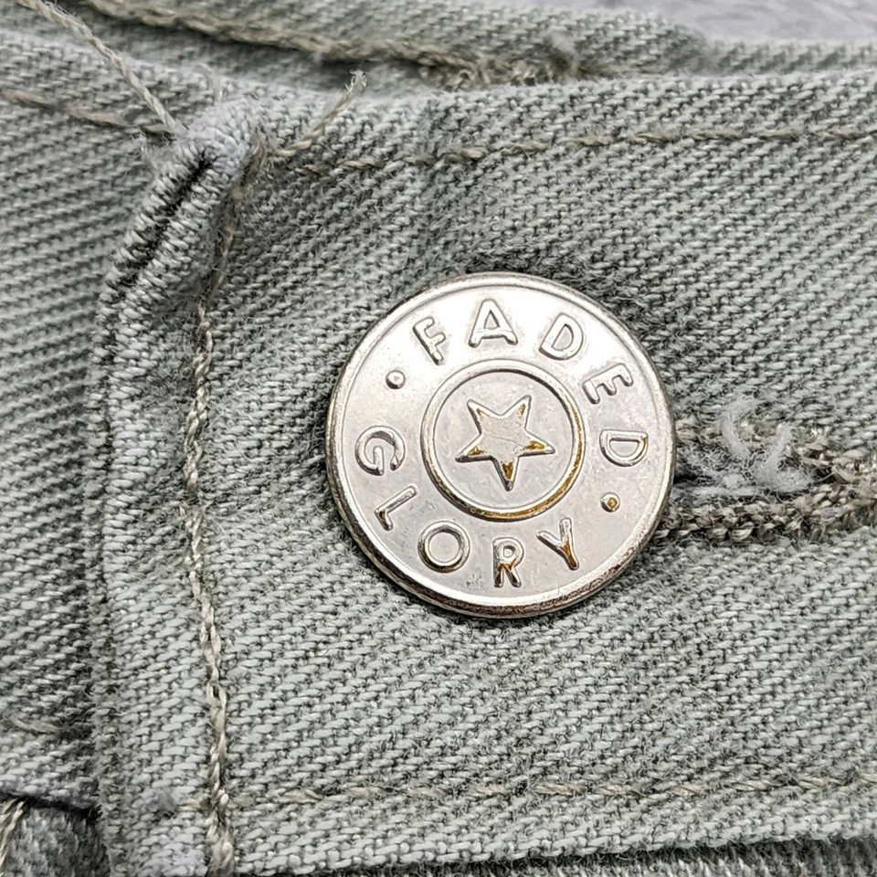 Pantalones Cortos De Colección Años 90 Desteñidos Glory Para Mujer 14 Verde Tiro Alto Clásicos Denim Foto 2 de 4
