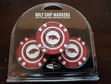 3PK Arkansa Razorbacks Magnetic Golf Poker Chip Removable Two Sided Ball Marker