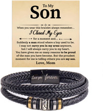 To My Son Love You Forever Leather Bracelet, Son'S Infinity Knot Bracelet from M