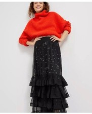 Anthropologie Mare Mare Black Tiered Skirt Sz M