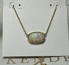 🌟LAST One 💗$95 Kendra Scott🌟 Elisa Gold Pendant Necklace WHITE Kyocera Opal