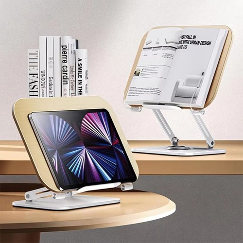 Solid Wood Book Stand 360° Rotating Base Laptop Holder Desktop Riser - Picture 12 of 16