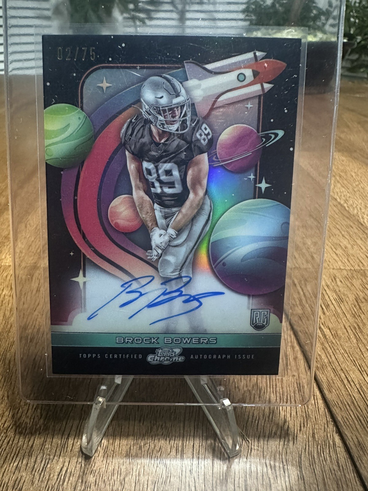 Brock Bowers #FFS-BB Football Cards 2024 Topps Cosmic Chrome First Flight Signature trading card — raw and PSA graded price guide