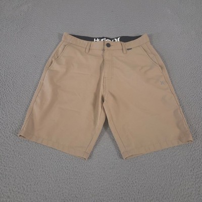 Hurley Shorts Mens 31 Tan Exist Light Weight Sport Hybrid Walkshorts Khaki Chino