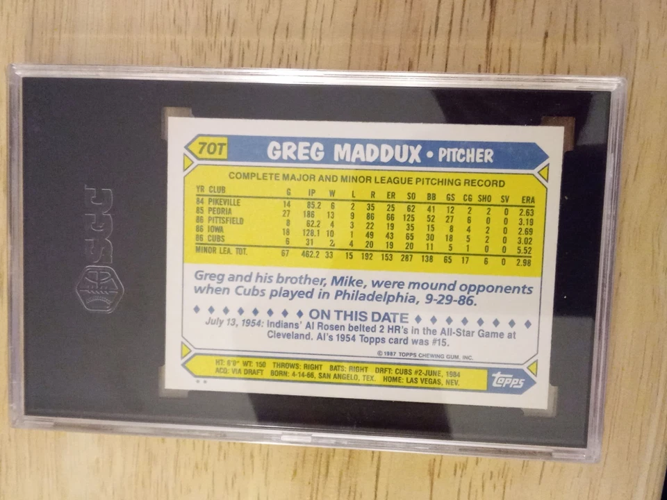 Rare, Near Pristine Condition 1987 Topps Traded - Greg Maddux #70T Tiffany (RC) - Image 3 of 4
