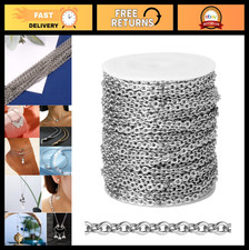 33FT Stainless Steel Cable Chains for Jewelry Making - 3.5mm Bulk Roll
