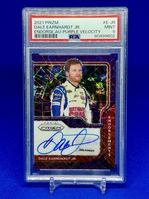 Dale Earnhardt Jr 2021 Panini Prizm Racing Endorsements Auto Purple Velocity /35