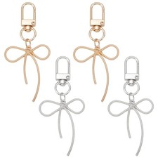 4 Pcs Cute Bow Keychain Metal Bow Bag Charm 2 Colors Fashion Keychain