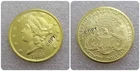 1885 Golden Liberty Double Eagle Twenty Dollars Coin Contemporary Copy