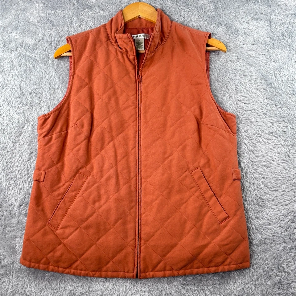 Chaleco acolchado Orvis para mujer M cremallera completa naranja quemado óxido terracota ropa para exteriores Foto 2 de 4