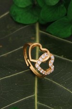 Gold Crystal Accent Geometric Stacking Ring Set for Women   6 Piece