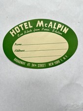 Vintage HOTEL McALPIN Mailing Lablel Decal New York, NY 4x4