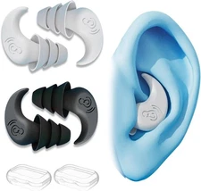 2 Pairs Swim Ear Plugs Adults Waterproof Silicone One Size, Black,white 