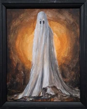 Original Ghost Painting Abstract Thayer Art OOAK Canvas Halloween Not A Print