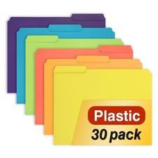 30 Pack Plastic File Folders Heavy Weight, Poly Colored File Folders 1/3-Cut ...