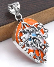 Evil Eye Gemstone Ethnic Handmade Pendant Jewelry 0.8" P 4318
