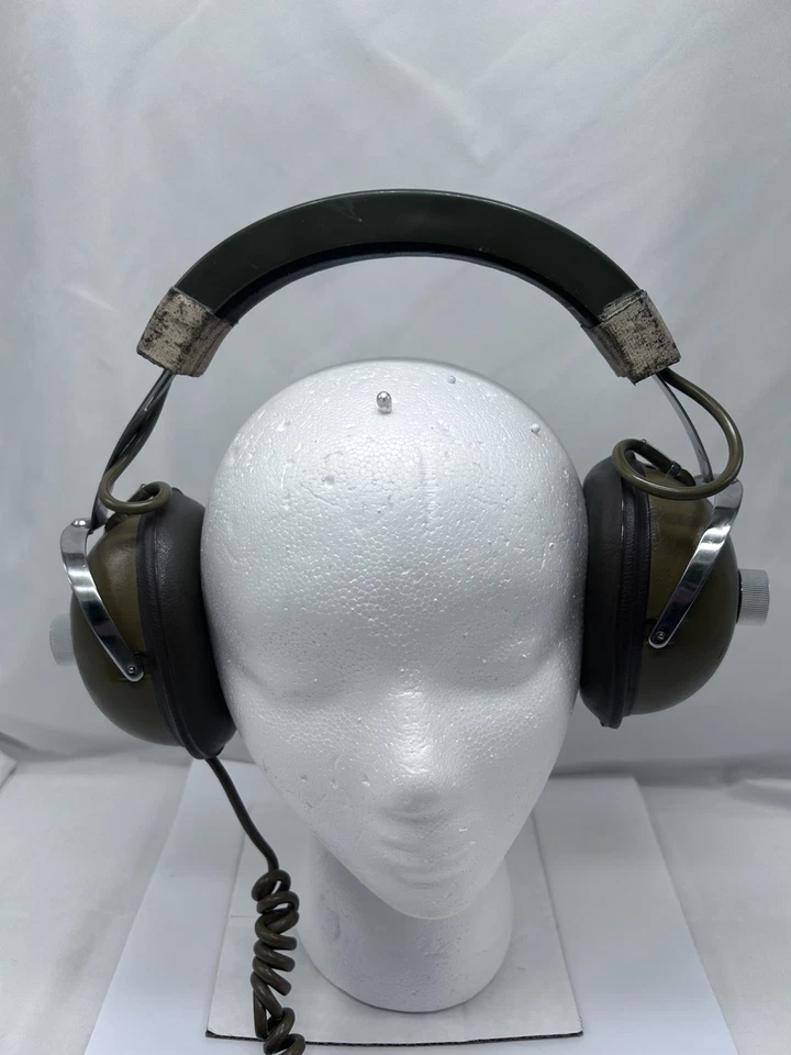 Винтажный ARISTA номер 311 стерео моно наушники Японии большой разъем непроверенный армия зеленый - Изображение 2 из 4