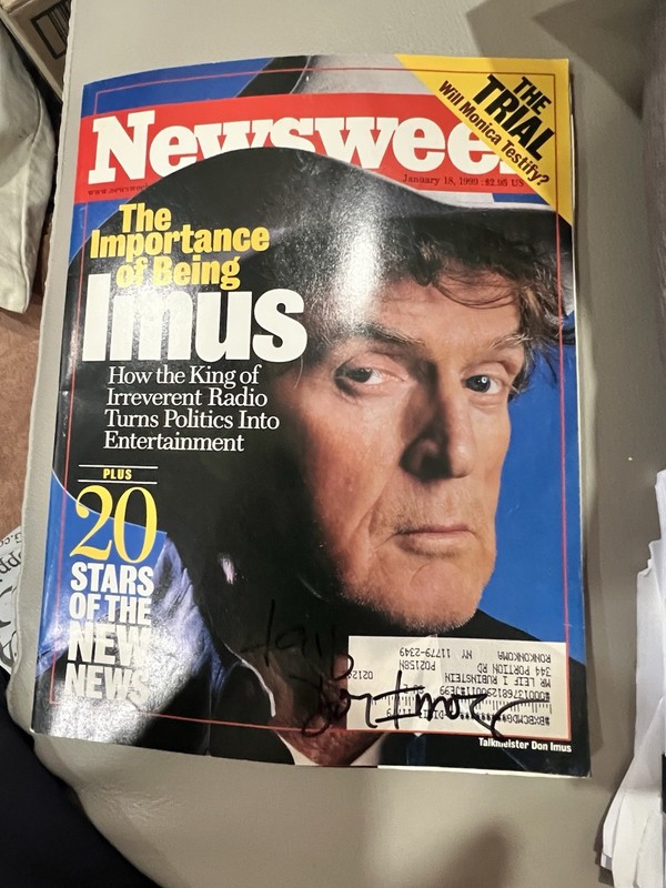 1996 JANUARY 18 NEWSWEEK MAGAZINE - Autographed DON IMUS FRONT COVER