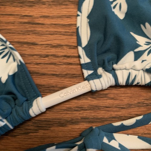 Y2K Vtg CALVIN KLEIN Floral String Bikini Triangle Top Bottoms 14 Large Swimwear - Picture 5 of 19