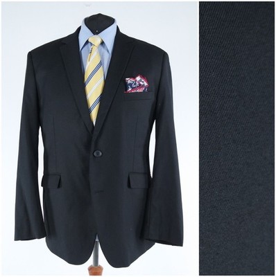 Mens Black Blazer 46R US Size ROBERTO LORINI Sport Coat Jacket