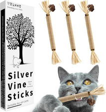 3 Pack Silvervine Sticks Cat Toys, 100 Natural Kitten Teething Chew Toys, Catni