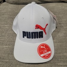 Gorra de béisbol Puma Evercat ajuste elástico sombrero malla rojo blanco azul talla L/XL golf