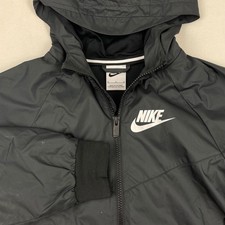 Nike Kids Black Sportswear Windrunner Hooded Windbreaker Jacket Medium