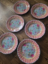 Set of 6 Mackenzie Childs Melamine Florabundance 11" Plates Retired RARE