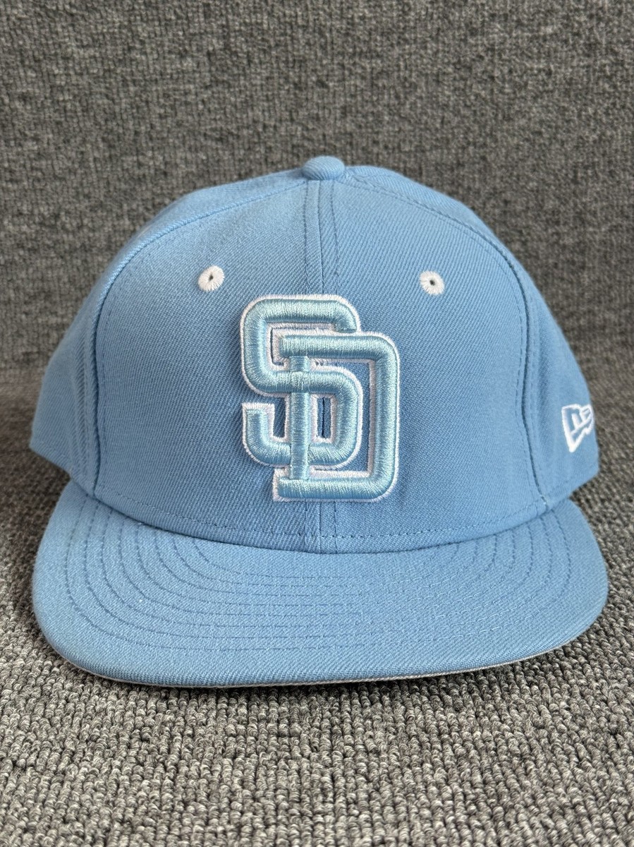 New Era 59FIFTY San Diego Padres Fitted Hat Light Blue White Size 7 1/4