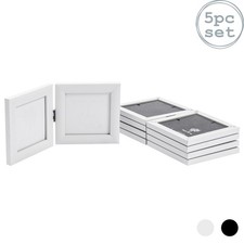 Image of Folding 2 Photo Frames - 4 x 4" - White - Pack of 5