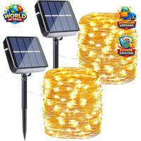 Solar Lichterkette 12M 120 LED Warmweiß Kupferdraht Wetterfest FüR Garten