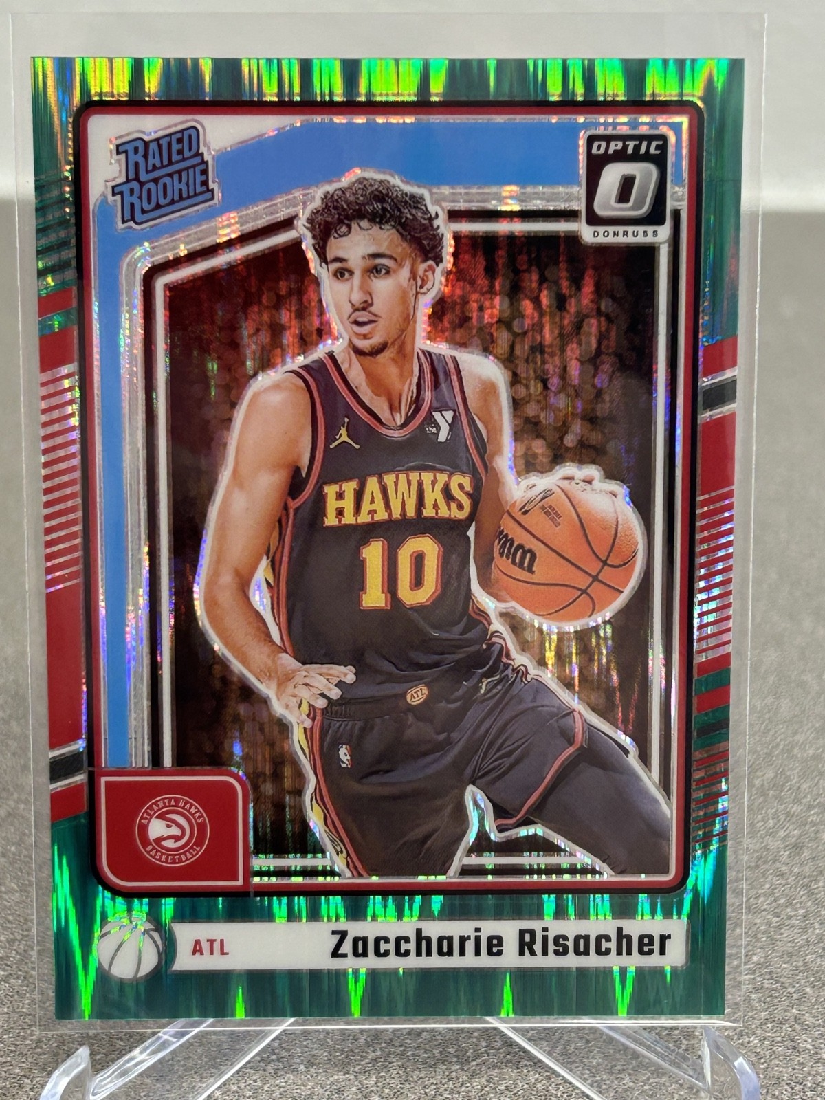 2024-25 Panini Donruss Optic Basketball Zaccharie Risacher #268 Green Shock /149