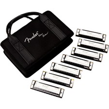 Fender Blues Deluxe Harmonica Set 7-Pack with Case, Keys of C,G,A,D,F,E and Bb 