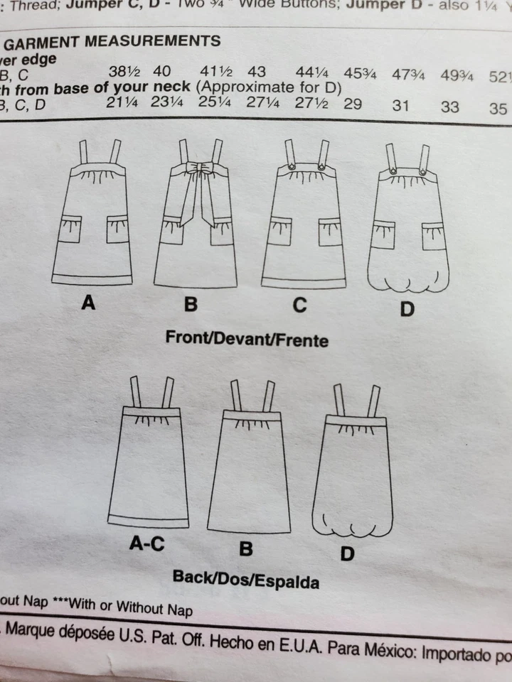McCalls Pattern 5694 Girls Dress Jumper A-Line Pockets Childs 7 8 10 12 14 UNCUT - Image 4 of 4