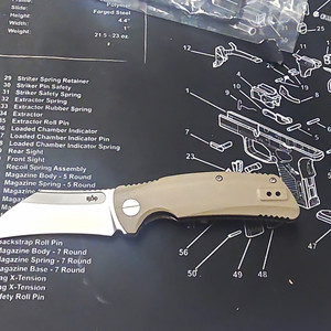 Beyond Blades Pocketknife Tan G10 Handle SS Drop Point Plain Edge Frame Lock
