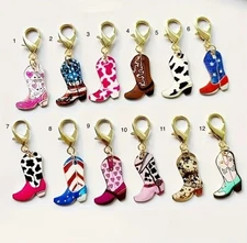 Fancy Enamel Cowboy / Cowgirl Boots Keychain / Purse Charm, Backpack
