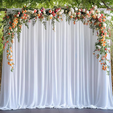 White Backdrop Curtains Drapes for Parties Wedding, 5X10Ft 2 Panel