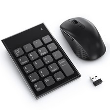 Wireless Number Pad and Combo, 19 Key USB Keypad and 3 Adjustable DPI Silent ...