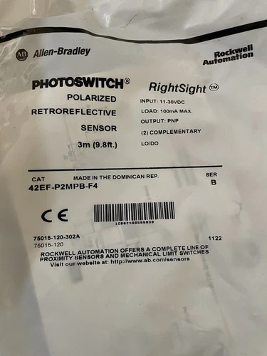 New Sealed Allen-Bradley 42EF-P2MPB-F4 SER B Photoelectric Sensor
