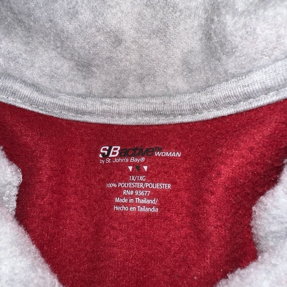 Sudadera St John Bay Active para mujer 1X roja polar cuarto cremallera Foto 3 de 4
