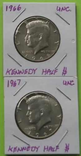 1966/1967-Philadelphia Kennedy Half Dollars in Uncirculated condition