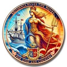 1 tube of  (20) pcs Fine Copper Round .999 Britannia Rules the Waves Colorized 