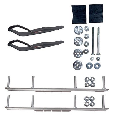 C&A Pro Black Razor Snowmobile Skis w/ 7.5'' Shaper Bars Complete Kit Ski-Doo
